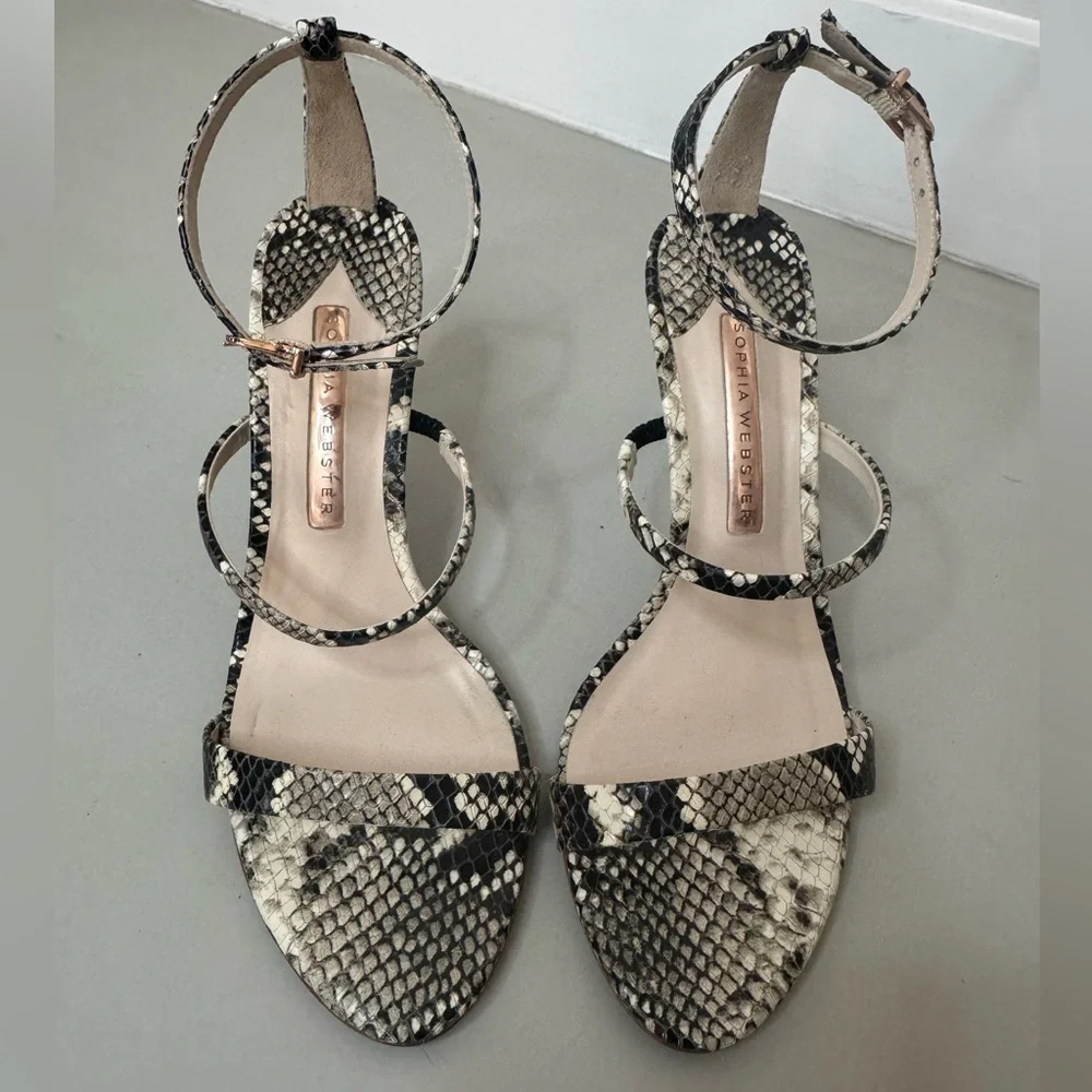 Sophia Webster Snakeskin Strappy Heels – Size 7.5, Ultra Chic Design - Picture 3 of 14